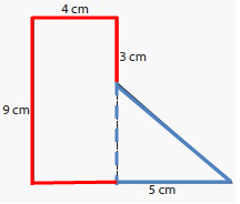 calculate the area of compound shapes made from rectangles and triangles