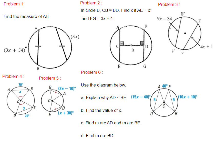 Distance Between Chord and Center of Circle Worksheet