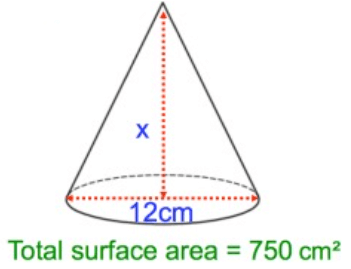 how to find height of a cone with surface area and radius