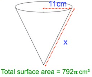 lateral surface area of a cone given slant height